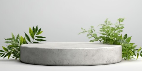 Concrete stone podium for product placement isolated on transparent and white background