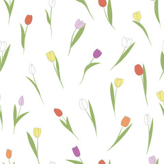 Tulips pattern in flat style