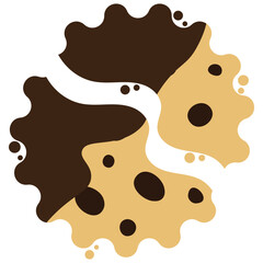 Cracked chocolate chip cookies coated with chocolate. Vector illustration.	