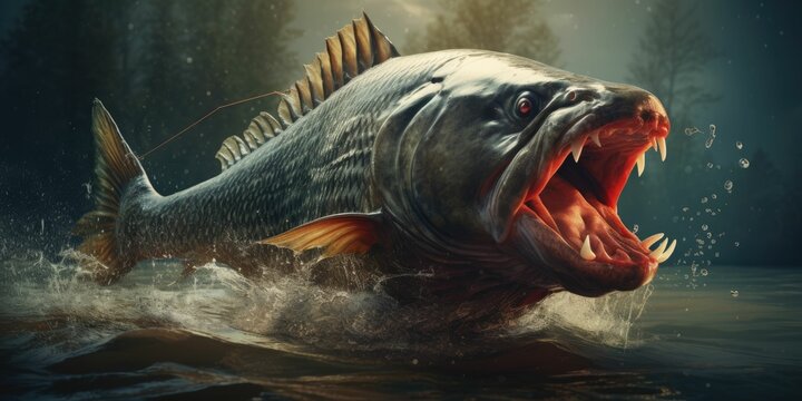 Fishing concept. A Big freshwater fish just taken from the water