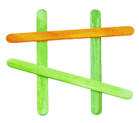 Wooden colored sticks isolated on white or transparent background