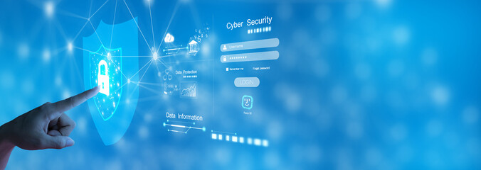 woman using cyber security protection.cyber security concept, user privacy security and encryption,...
