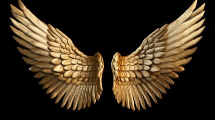 A pair of white wings isolated on black background