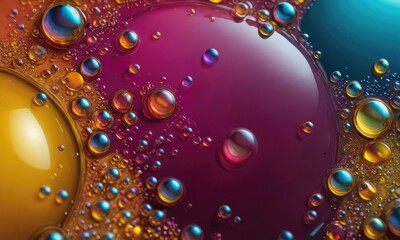 Colorful Abstract Bliss: Dive into the Vivid Details of Microscopic Oil Bubbles