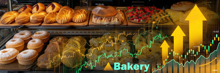 Colorful bakery price signage with various pastries and prices