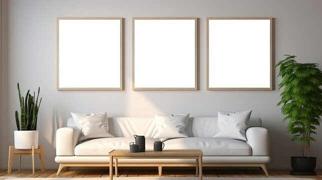 Blank poster wooden with a background of a home's interior, a home office.