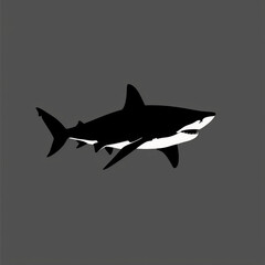 Fototapeta premium Shark silhouette, flat logo, no color