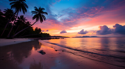 Fototapeta na wymiar sunset over the beach beautifull walpaper,, sunset on the beach 3d images