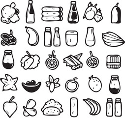 Food & Drinks icon set black silhouette