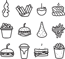 Food & Drinks icon set black silhouette