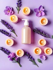 spa still life, candles and lavender