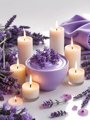 Obraz na płótnie Canvas purple and lavender candles