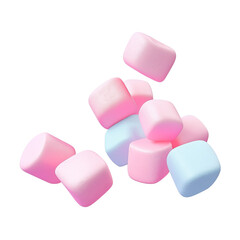 3d cartoon style marshmallow isolated on transparent background, png