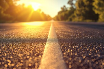 Empty asphalt road and natural landscape.