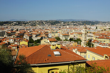 Fototapeta na wymiar Panorama of Nice opening from the Castle hill, France 