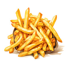 illustrated french fries, french fries with white background, fritas, french fries, potatoes chips