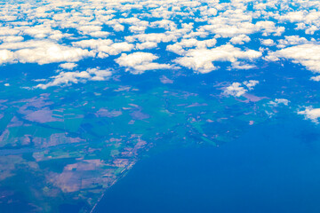 Panoramic view from above on tropical Caribbean Sea Central America