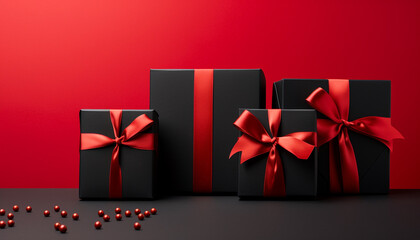 A shiny gift box wrapped in red, symbolizing love generated by AI