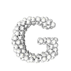 Symbol made from silver soccer balls. letter g