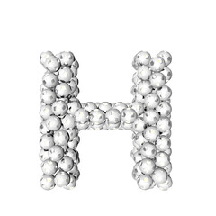 Symbol made from silver soccer balls. letter h