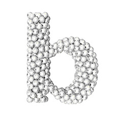 Symbol made from silver soccer balls. letter b