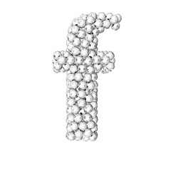 Symbol made from silver soccer balls. letter f