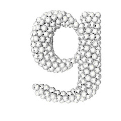 Symbol made from silver soccer balls. letter g