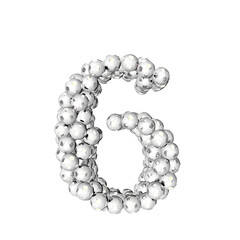 Symbol made from silver soccer balls. number 6