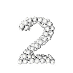 Symbol made from silver soccer balls. number 2
