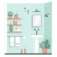 shower room illustration in flat vector design