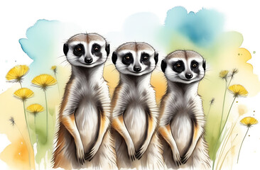 portrait of a cute meerkat family