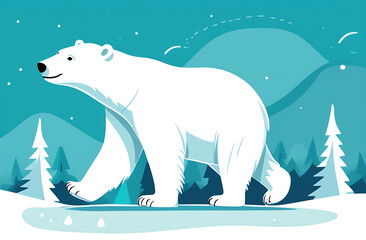 Fototapeta premium polar bear walks through the winter forest