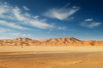 Fototapeta na wymiar golden sand dunes in the desert. egypt, sahara. travel or tourism ad. travel agency.. horizontal, banner, landing page. wallpaper