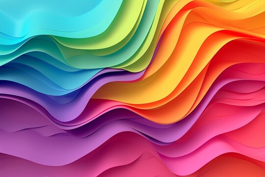 Motley colored strips rainbow multi color technicolor tape, bright light intangible. Neon line retro. Abstract panromantic smooth shiny illustration. vivid vivid glowing luminous wallpaper