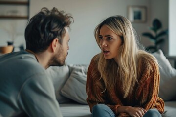A couple argues over a past event. The woman is frustrated by the mans failure to disclose important details, while he believes she overreacts, escalating conflict.