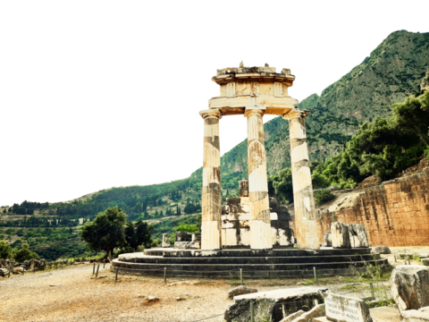 greece delphi temple of athena pronaia and tholos  ancient  Delphi, Greece