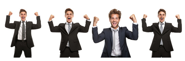 Set of a business man success high resolution on a Transparent Background