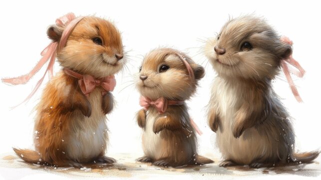 A group of hamsters standing next to each other