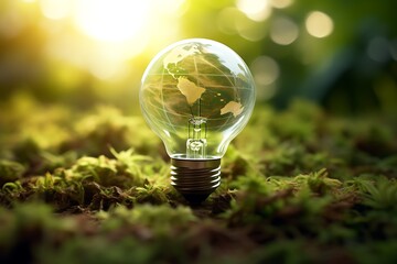 Global Eco-Friendly Energy Concept with Earth Light Bulb