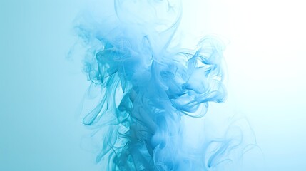 Blue Smoke Swirls in the Air on a White Background

