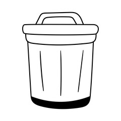 Trash can vector icon in doodle style. Symbol in simple design. Cartoon object hand drawn isolated on white background.