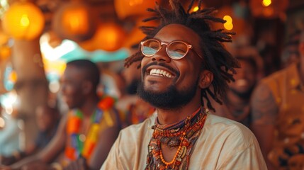 Obraz premium Joyful Man Embracing Cultural Celebration