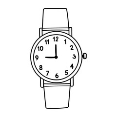 Wrist watch vector icon in doodle style. Symbol in simple design. Cartoon object hand drawn isolated on white background.