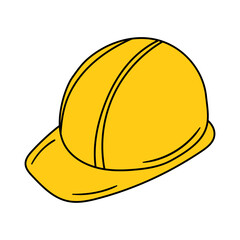 Construction helmet vector icon in doodle style. Symbol in simple design. Cartoon object hand drawn isolated on white background.