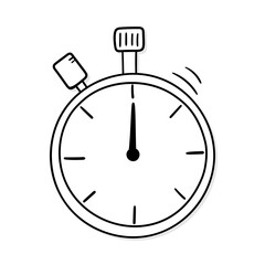 Stopwatch vector icon in doodle style. Symbol in simple design. Cartoon object hand drawn isolated on white background.