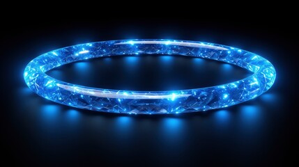 Circular Blue Wite Neon Ligths, Background HD, Illustrations