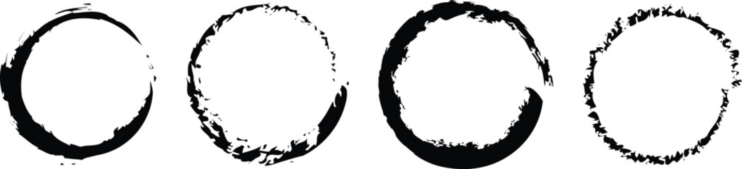 Black Grunge circle brush collection. Vector illustration