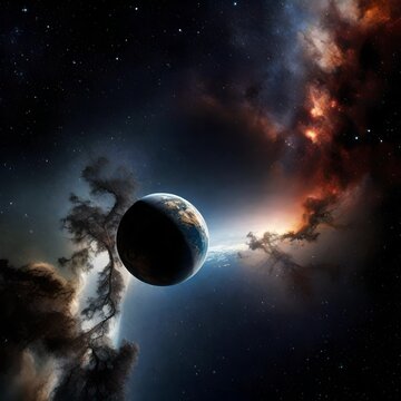 abstract space galaxy with stars and planet realistic hd image background