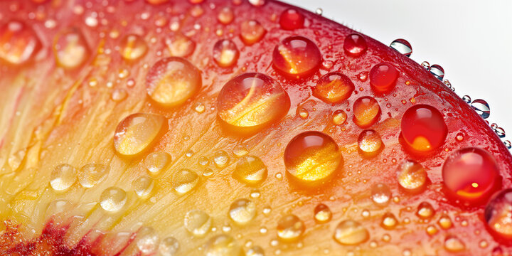 Durazno fresco con gotas de agua
