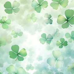 St Patrick day background with romantic green clovers.